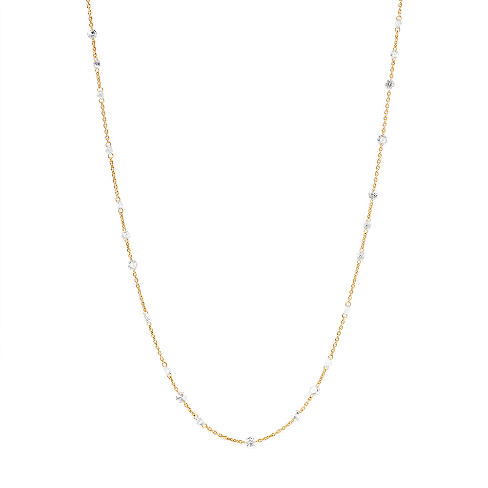 brilliant-cut round diamond stations necklace