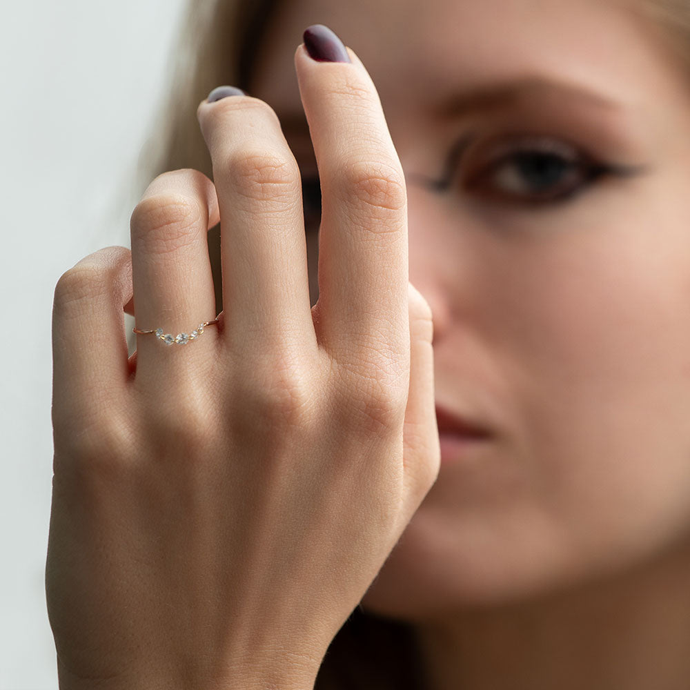 floating diamond line ring