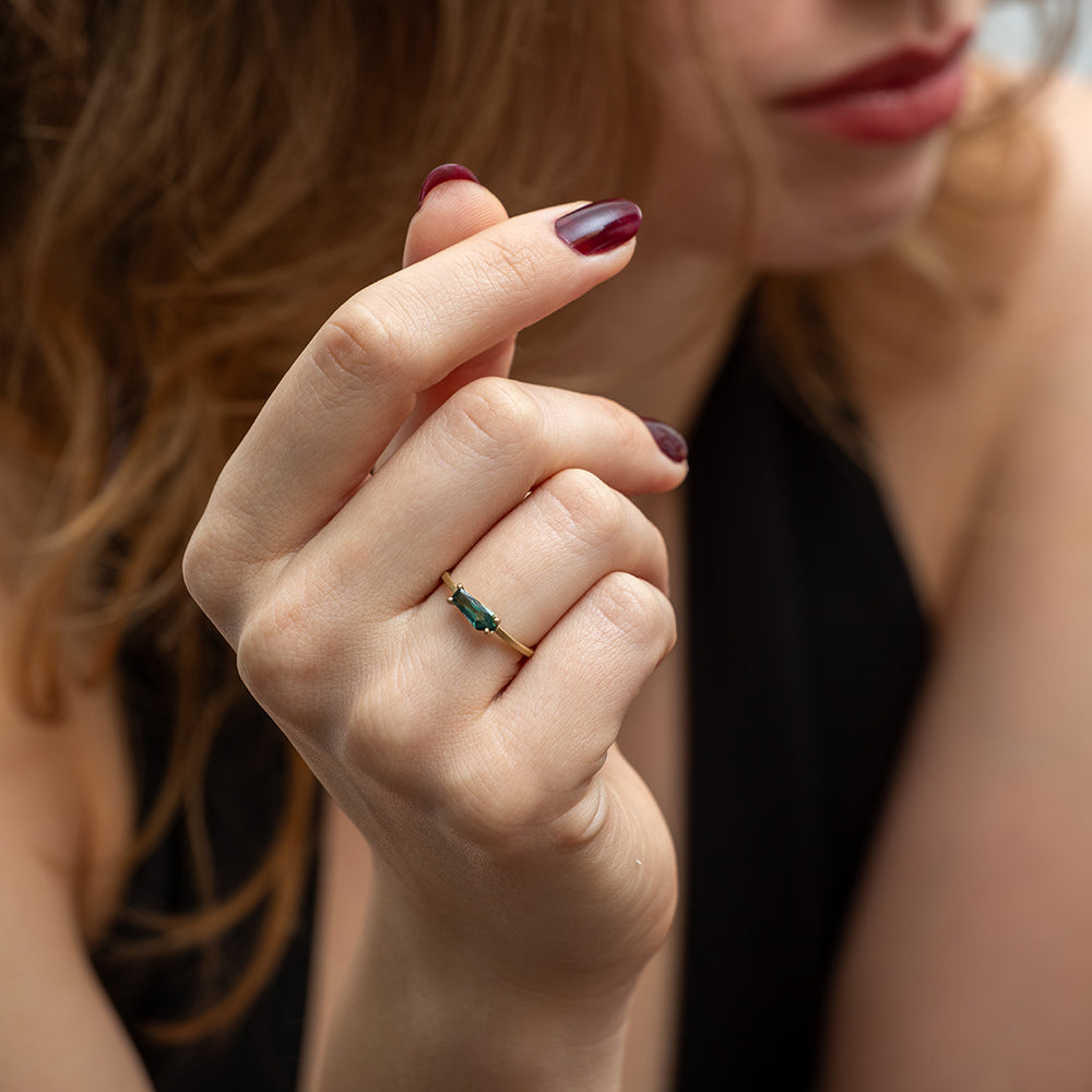 portrait-cut sapphire stacking rings