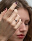 portrait cut sapphire stacking ring