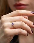 portrait cut sapphire stacking ring