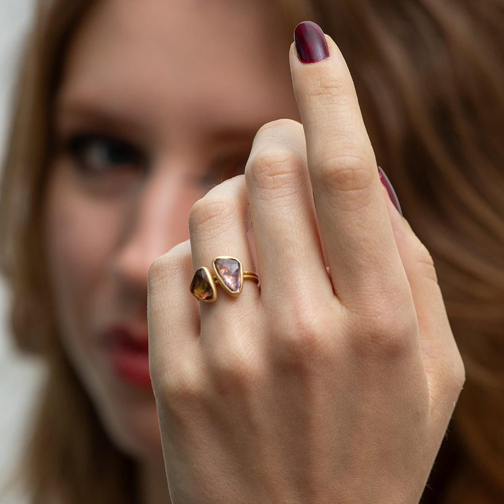 rose-cut sapphire stacking ring