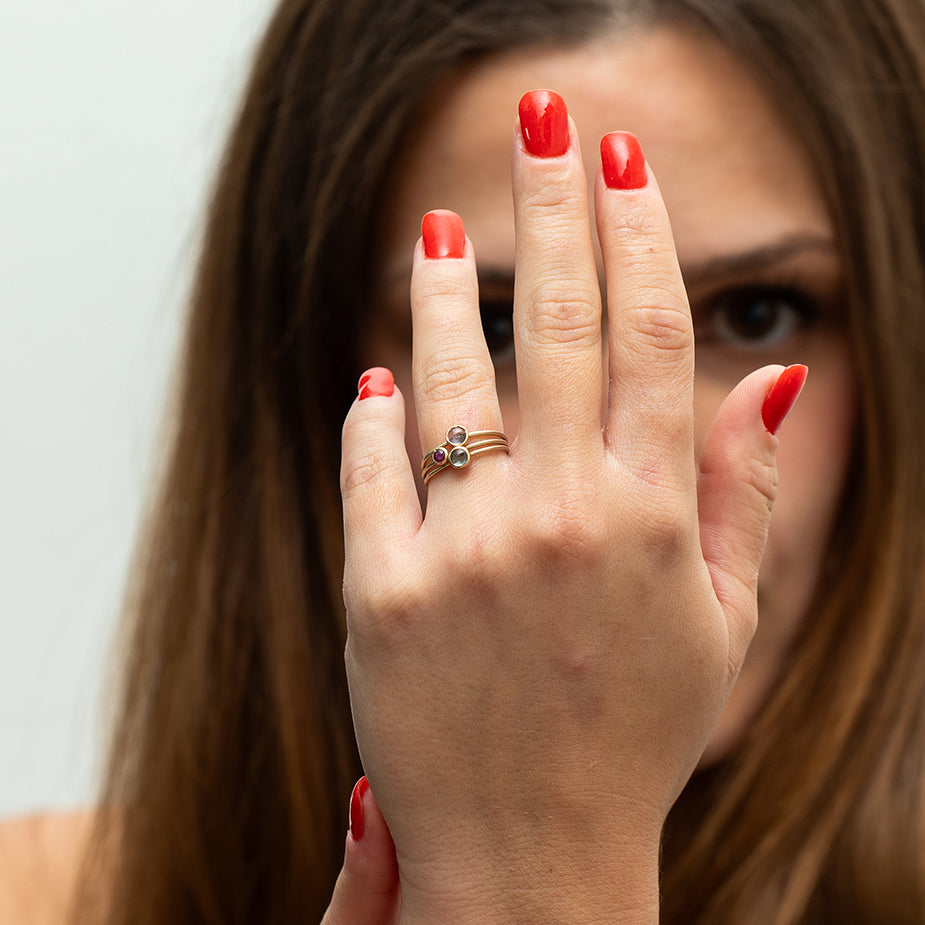 cabuchon sapphire stacking rings